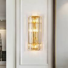 Hallway sconces led lighted mirrors public area lighting vanity lights wall lamps hallway sconces vanity lights wall lamps (plug) shades drum hardback paper softback uno accessories art & wall décor candle holders charger plates lamp finials light bulbs transformers 2 3 Heads Hallway Sconce Light Fixture Modern Gold Wall Lighting With Cylindrical Clear Crystal Shade Beautifulhalo Com