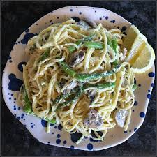 Greek Yogurt Lemon Linguine With Asparagus Mushrooms Recipe Greek Yogurt Recipes Stuffed Mushrooms Asparagus And Mushrooms