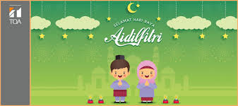 Cartoon cute muslim family holiday celebration after ramadan. Toa Electronics Pte Ltd Wishing All Our Muslim Customers Selamat Hari Raya Aidilfitri