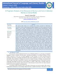 Pdf A Pragmatic Analysis Of The Discourse Of Humour And Irony In Selected Memes On Social Media