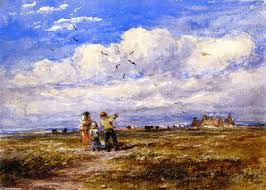 His early style was hard and dry, based on the work of the topographers in its neutral colour and tight handling. Flying The Kite 1853 By David Cox 1783 1859 United Kingdom Art Reproductions David Cox