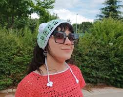 Crochet Flower Bandana, Crochet Cotton Headband, Women’s Headband, Crochet  Hair Accessory, HandKnitted Hair Bandana, Festival Bandana