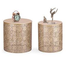 Get it as soon as fri, jun 25. Joveco End Tables Set Of 2 Coffee Table Decorative Round Gold Nightstands Gold 5 Buy Online In Belize At Belize Desertcart Com Productid 145204445