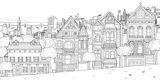 Click here to download the coloring book postcards! Painted Ladies San Fransisco Architecture Adult Coloring Pages