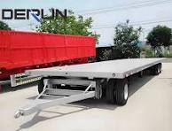 Heavy Duty Drawbar 3/4 Axles Full Flatbed Trailer Container Dolly Flatbed  Trailer