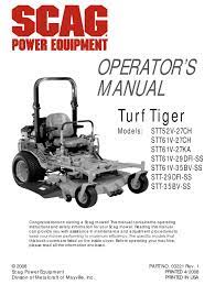 If the tire pressure is not correct, the machine will pull to the side with the lower pressure. Scag Power Equipment Turf Tiger Stt52v 27ch Operator S Manual Pdf Download Manualslib