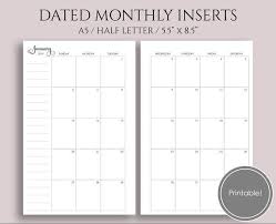 Free printables & svg cut files. 2019 Dated Monthly Printable Planner Inserts Mo2p Sunday Saturday Monthly Calendar A5 Planner Inserts Printable Planner Printables Free Printable Planner