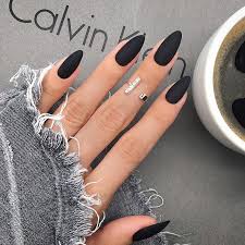 Matte Black Almond Shaped Nails 40 Best Trendy Matte Black Nail Designs Matte Black Nails Black Nail Designs Almond Acrylic Nails