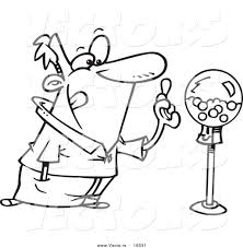 Search through 623,989 free printable colorings at getcolorings. Vector Of A Cartoon Man Holding Gum By A Gumball Machine Outlined Coloring Page Drawing By Toonaday 16531