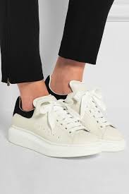 White Leather And Suede Exaggerated Sole Sneakers Alexander Mcqueen White Leather Sneakers Sneakers Alexander Mcqueen Sneakers