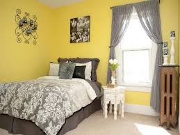 Bedroom Outstanding Design Of Yellow Bedroom Design With Grey Curtain Window Plus Grey Bed Sheet And Whi Yellow Bedroom Walls Yellow Bedroom Yellow Home Decor
