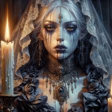 Dungeons and dragons art of young widow in mourning