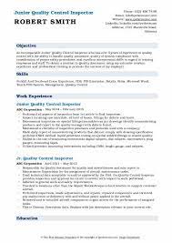 I, ii, iv, v, viii div. Quality Control Inspector Resume Samples Qwikresume