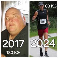 I am Nelis, 49 years old. 2017 180KG 2024 83 KG Marathon finish time  3:36:01