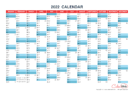 Yearly Calendar Year 2022 Yearly Horizontal Planning Calenweb Com