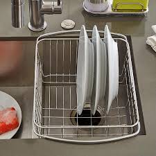 Letting dishes, utensils, and pots and pans air dry in a dish rack also tends to be a more sanitary option than towel drying, since there's no question as to how clean the towel you're using may be. Stainless Steel In Sink Dish Drainer The Container Store