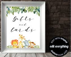 Safari Gifts And Cards Sign Gifts And Cards Baby Shower Sign Etsy Gift Table Signs Baby Shower Signs Shower Signs
