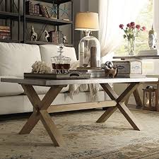 Shop modern living, dining, office, and bedroom furniture at west elm®. Inspire Q Aberdeen Industrial Zinc Top Weathered Oak Trestle Rectangular Coffee Table Buy Online In Dominica At Dominica Desertcart Com Productid 39776705
