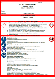 In dem beispiel sind die typischen abschnitte einer betriebsanweisung. Betriebsanweisung Atzende Stoffe Sofort Download