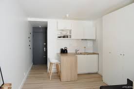 Renovation Complete D Un Studio Et Decoration Paris Atelier54 Architecte D Interieur Cuisine De Petit Appartement Plans Petits Appartement Cuisine Studio