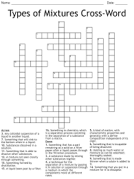 Types Of Mixtures Cross Word Crossword Wordmint