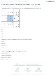 Editors of consumer guide jigsaw puzzles are al. Quiz Worksheets Strategies For Solving Logic Puzzles Study Com