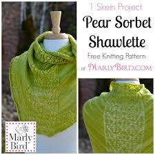 What's the difference between a shawl and a shawlette? Free Knitting Pattern Pear Sorbet Shawlette Marly Bird