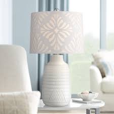 A bedside table isn't the same without a lamp! 360 Lighting Modern Table Lamp White Ceramic Cutout Patterned Drum Shade For Living Room Bedroom Bedside Nightstand Office Family Walmart Com Walmart Com