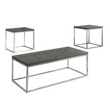 Available in your choice of top finish, this coffee table has a chrome. Wood And Metal 3 Piece Cocktail Table Set Gray And Chrome Overstock 31984709