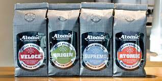 Ground floor, at building, 20 viaduct harbour ave, auckland. Atomic Coffee Roasters Dieline Design Branding Packaging Inspiration