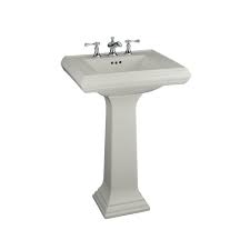 Selbstklebende folien oder spritzschutz aus glas. Kohler Memoirs Ceramic Pedestal Combo Bathroom Sink In Ice Grey With Overflow Drain K 2238 8 95 The Home Depot