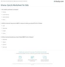 Social studies worksheets & printables. Ghana Quiz Worksheet For Kids Study Com