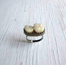 Memorial Molar Teeth Ring Memento Mori Ring Bone Jewelry Double Tooth Ring Walking Dead Southern Gothic Jewel Teeth Jewelry Human Teeth Jewelry Tooth Ring