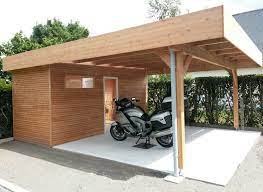 Carport Avec Abri Adosse Ossature Bois Douglas Naturel Architecture Outdoor Structures Pergola