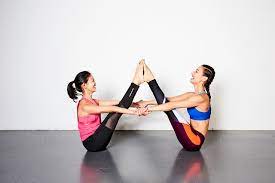 Quality time —doing partner yoga poses is a great way to spend time together, because it's a healthy way to spend time together! Yoga Pose Funny Images