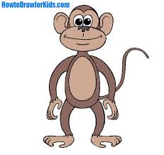 Draw the face shape around the eyes and mouth. How To Draw A Monkey For Kids