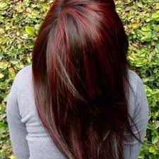 Black And Dark Red Highlights Chunky Highlights For Dark Brown Hair Brown Hair With Blonde And Red Highlights And Lowlights Brown Blonde Hair Brown Hair With Blonde Highlights Hair Color
