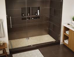 Redi Trench Shower Pan 48 X 72 Left Trench Drain Single Curb Brushed Nickel Designer Grate Recessed Shower Shelf Shower Shelves Shower Seat