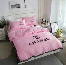 Chanel Duvet Cover Blanket Quilt Coverlet Pillow Shams 4 Pc Bedding Set Designer Bed Sheets Bedding Sets Master Bedroom Bed Design
