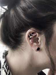 Inner Ear Tattoo Small Leaf Black On Cartilage Minimalist Simple Inner Ear Tattoo Small Tattoos Tattoos