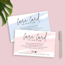 Editable Care Card Template Care Instructions Card Design Etsy In 2021 Business Thank You Cards Card Template Card Design