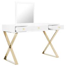 Yesenia White Gold Mirror Vanity Table Vanity Table Vanity Mirror Bedroom Vanity