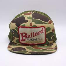 Vintage Camo Trucker Hat Hand Stitched Patch Ballard Plumbing Made In Usa Snapatab Truckerhat Camo Trucker Hat Hats Vintage Cap