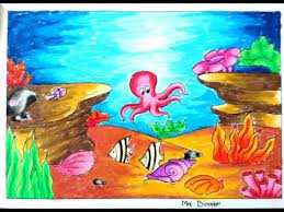 Menggambar dan mewarnai pemandangan bawah laut dengan crayon oil pastel. Mewarnai Pemandangan Bawah Laut Dengan Crayon Paimin Gambar