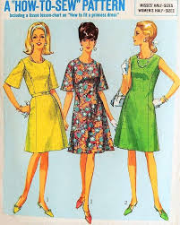 1960s How To Sew Pattern Simplicity 6937 A Line With Princess Lines Dress Two Pretty Versions Bust 37 Vintage Sewing Pattern