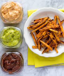 First cut your sweet potatoes into matchsticks. Best Sauce For Sweet Potato Fries Loaded Sweet Potato Fries Recipe It Is Up To You As To How Chunky You Want The Fries To Be