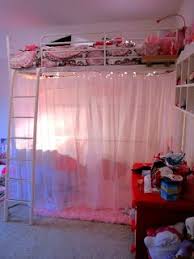 Girl Loft Bed Ideas I Want To Do This But All The Way From The Top Loft Bed Curtains Girl Bedroom Designs Room