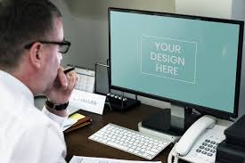 Doctor Working On Computer Screen Mockup Computer Mockup Computer Mockup