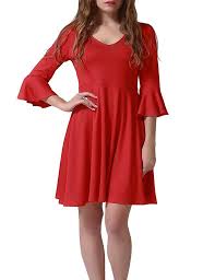 Talever Women S Solid V Neck Cocktail Flowy Party Racerback Tank Loose Fit Flared Maxi Casual Dress With Bell Sleeve Red Shop2online Best Woman S Fashion Prod Maxi Dresses Casual Dresses Women S Fashion