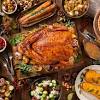 Traditional christmas dinner features turkey with. 1